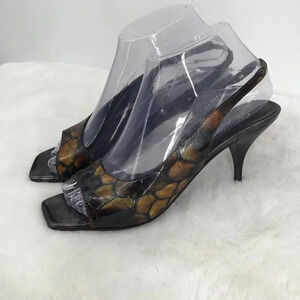 Donald J Pliner Women’s Patent Leather Reptile Embossed Sling Back Heel Size 7